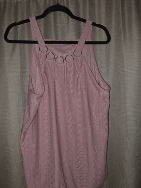SHEIN Pink Eyelet Ring-Accent Tank Top